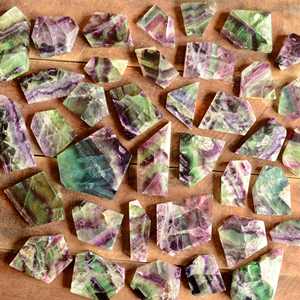 Fluorite naturelle arc-en-ciel pierre précieuse tranche de cristal de guérison concepteur Fluorite arc-en-ciel brut rugueux oeil propre Transparent roche dalle Lot - Product Image 2