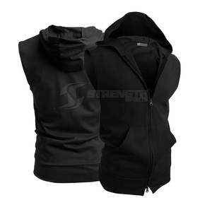 2025 hommes Gym sans manches sweats à capuche ensemble vente taux solide motif Fitness musculation vêtements pour la saison d'hiver - Product Image 5