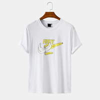 T-shirt d'été jaune à col rond en coton/fibre de bambou de haute qualité OEM, coupe oversize, manches courtes, séchage rapide, 300g, pour homme, avec logo personnalisé