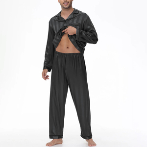 Ensemble de pyjama en flanelle 100% coton léger et respirant pour homme, style luxueux, personnalisable, manches longues, vêtements de nuit avec fonction thermique - Product Image 2