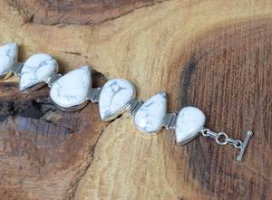 Howlite 925 Sterling Silver <b>Adjustable</b> <b>Bracelet</b> Pear Stone Handmade Gemstone Jewelry Women Gift - Product Image 4