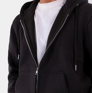 Sweat à capuche unisexe à fermeture éclair en gros, 100% coton, 380 g/m², molleton lourd, couleur unie, streetwear, hiver, imperméable - Product Image 2