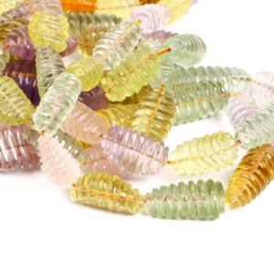 Natural Carved Nugget Shape Gemstone Beads Ametrine Green Pink Amethyst <b>Citrine</b> Lemon Quartz Rose Quartz 8x16-14x30MM Strand 24' - Product Image 6