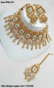 <b>INDIAN</b> TRADITIONAL and FASHIONABLE COPPER JEWELLERY BRIDAL WEDDING JEWELLERY <b>SET</b> for WOMEN EARRINGS and NECKLACE <b>SET</b> - Product Image 3