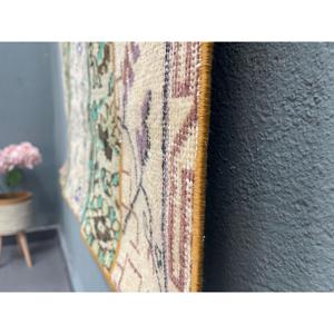 3.4x4.2 ft Small Vintage Turkish Rug, <b>Brown</b> Animal Print <b>Wool</b> Rug - Product Image 2