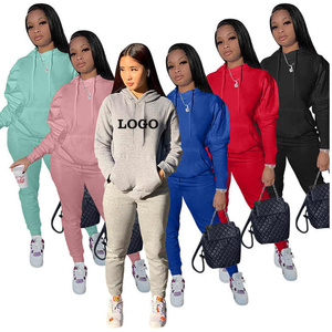 Edgy femmes survêtement à capuche pantalons de survêtement deux pièces ensemble de jogging haute qualité sur mesure parfait pour une tenue décontractée moderne - Product Image 1