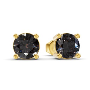 Pendientes de tuerca de diamante redondo cultivado en laboratorio de cuatro puntas, negro medianoche, 1 quilate total, claridad VS, oro rosa de 14K, color elegante, After Dark Piece - Product Image 2