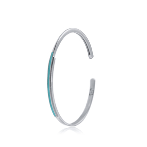 Brazalete de diseño delicado de esmalte turquesa, joyería hecha a mano turca al por mayor de Plata de Ley 925 - Product Image 6