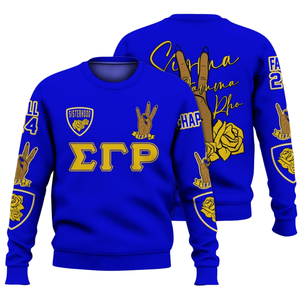 Sigma Gamma Rho Elegant Crewneck Sweatshirt 1922 <b>Blue</b> Gold Sorority Greek Apparel Premium Fleece <b>Women</b> Winter Style - Product Image 3