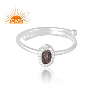 Anillo de piedras preciosas ahumadas naturales de Plata de Ley 925, joyería personalizada para mujer, regalo para ella - Product Image 3