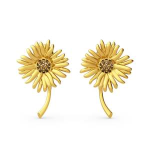 Jeulia Sunflower Painting Inspired Sterling <b>Silver</b> <b>Stud</b> Earrings - Product Image 1