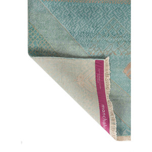 พรมไหมถักมือสีน้ำเงิน Manchaha Luv-647 ลายแบบนามธรรม สำหรับทางเข้าบ้าน ห้องนั่งเล่น รูปทรงสี่เหลี่ยมผืนผ้า เทคนิคการเย็บแบบ Patchwork ทำด้วยมือ - Product Image 5