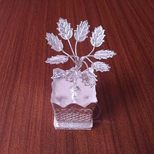 Recién llegado, plantas de Tulsi chapadas en plata 2025, hermosa planta de Tulsi con patrón para el hogar, escritorio de oficina, decoración de regreso de Pooja - Product Image 3