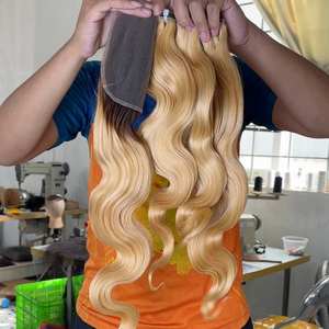 Extensiones de cabello humano dibujado doble de paquetes de onda de cuerpo alineado crudo vietnamita - Product Image 3