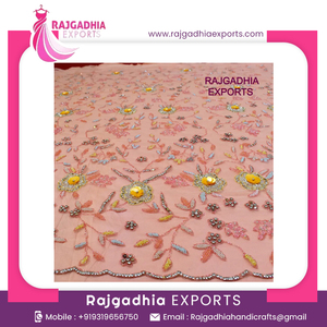 Vàng Đính Cườm Màu Hồng Ren Đào Vải Sang Trọng Top Class Pha Lê Hạt Đính Cườm Ren Vải Phi Vải Ren - Product Image 2