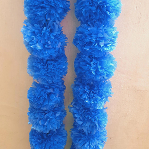 พวงมาลัยดอกดาวเรืองสีฟ้าสายยาว4.5ฟุตพวงมาลัยดอกดาวเรืองอินเดียพวงมาลัยดิวาลีพูจาตกแต่งฉากหลัง - Product Image 1