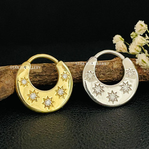 14K Solid Gold Natural <b>Diamond</b> Crescent Septum Piercing Luxury Gift Jewelry in Rose/Yellow Gold - Product Image 3