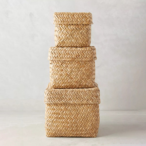 Cajas de almacenamiento de pasto marino natural, caja organizadora con tapa de pasto marino para maquillaje, juguetes y baratijas - Product Image 6