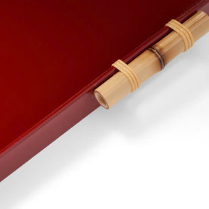 Nouveau rectangle de luxe chaud plateau en laque de bambou plateau décoratif en laque de couleur rouge avec poignées en bambou - Product Image 2