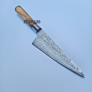 Venta caliente profesional 8 pulgadas Chef cuchillo hecho a mano Premium japonés Damasco acero carbono acero mango de madera cuchillos de cocina - Product Image 3