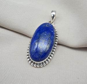 Pendentif Lapis Lazuli en Argent Sterling 925, Pierre de Naissance de Septembre, Bijou Vintage Fait Main, Cadeau pour Femmes et Enfants - Product Image 6
