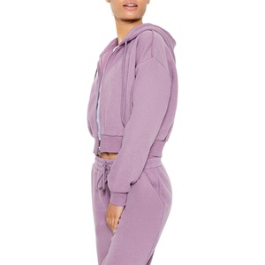 Sudadera Corta de Algodón Personalizada para Mujer, Unisex, con Forro Polar, Bordado, Cierre de Cremallera, Estilo Urbano, Holgada - Product Image 4