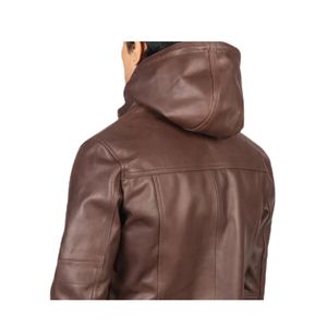 แจ็กเก็ตหนังแท้แท้สำหรับผู้ชายเสื้อกันลมแบบปรับแต่งได้โลโก้ด้านหน้าคอตั้งดีไซน์ล่าสุด - Product Image 6