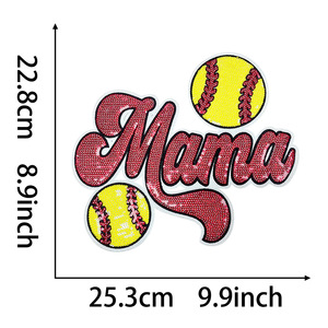 Nouveau design 2026 – Grandes écussons thermocollants personnalisés en tissu chenille à lettres pelucheuses « Baseball <span class=keywords><strong>Mama</strong></span> » avec broderie de sequins pour T-shirts – Vente en gros - Product Image 5