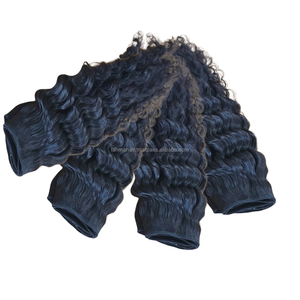 100% Extensions de cheveux Remy humains Double trame 1B couleur cheveux vierges indonésiens cuticule alignée Texture de vague profonde sans enchevêtrement - Product Image 4