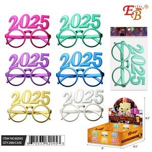 แว่นตาปีใหม่ Eb 2025 อุปกรณ์ประกอบฉากถ่ายรูปพลาสติก ของตกแต่งงานปาร์ตี้แฟชั่น 288 ชิ้น 24 ดีไซน์ ต่อชุด - Product Image 1