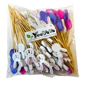 Scolte da Cocktail in bambù da 5 pollici fatte a mano 100 pezzi per le bomboniere delle uova di Pasqua - Product Image 6