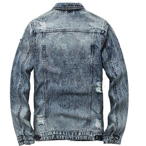 Custom Loose Fit Vintage Flare Coated Canvas Jeans Set Hombres Stacked Denim Jacket Pantalones de alta calidad Baggy Jeans - Product Image 3