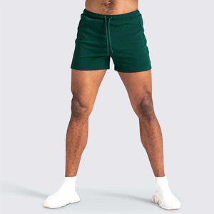 2025 pantalones cortos deportivos de algodón para gimnasio de calle para hombre, cómodos pantalones cortos de chándal de felpa francesa con patrón sólido personalizado OEM - Product Image 1