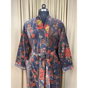 Luxury Unisex Velvet Kimono Elegant Reversible Silk Lined Quirky Gown Soft Autumn Winter <b>Christmas</b> Gift House Robe Boho <b>Jacket</b> - Product Image 1