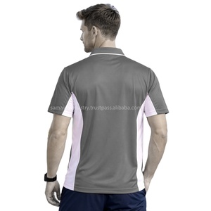 Custom Cut <b>Sew</b> Panel Style Solid Quick Dry Polo Shirt for Men Performance Contrast Breathable Cotton Jersey Fabric OEM Bulk - Product Image 2