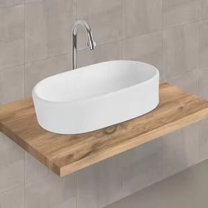 Lavabo de mesa redondo pequeño Lavabo de cerámica Nuevo diseño Lavabo de baño de encimera blanco elegante - Product Image 6