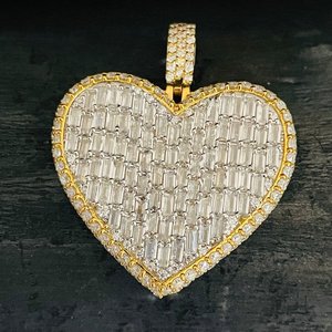 Colgante de Plata de Ley 925 con Forma de Corazón, Incrustado con Diamantes Moissanite VVS, Unisex, para Regalo - Product Image 5