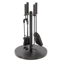 Ensemble d'outils pour foyer Buxton 5 pièces en fer forgé nickel noir avec support, accessoires pour foyer et brasero