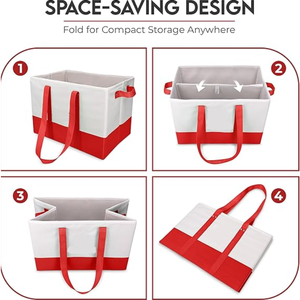 Lot de 2 sacs fourre-tout pliables réutilisables du Vietnam Grands sacs d'épicerie robustes avec poignées pour le stockage des aliments - Product Image 2