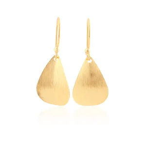 Timeless fashion jewelry plain polished earring brushed finish brass gold plated fancy design drop dangle small pair earrings