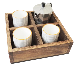 Caddy de madera de cuatro compartimentos con acabado Natural, la mejor calidad, Color marrón claro, diseño clásico, Caddy de madera, suministros a granel - Product Image 1