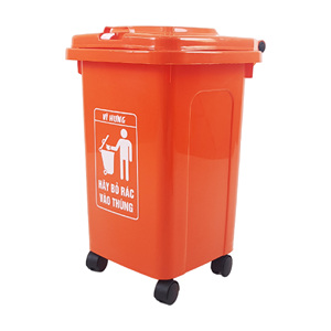 60L Industrial Waste <b>Bin</b> with Wheels Eco-Friendly Standing Design Odor Resistant <b>Lid</b> Thickened <b>Plastic</b> Heavy Duty - Product Image 5