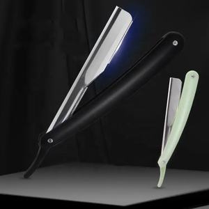 Maquinilla de afeitar recta de peluquero de acero inoxidable sólido con logotipo personalizado con revestimiento negro con hoja expuesta Logotipo personalizado OEM de KKZ - Product Image 2