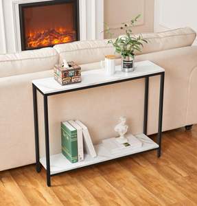Metal Frame <b>Console</b> <b>Table</b> with Storage for Entryway <b>Marble</b> Look End <b>Table</b>, Sofa <b>Tables</b> for Living Room - Product Image 1