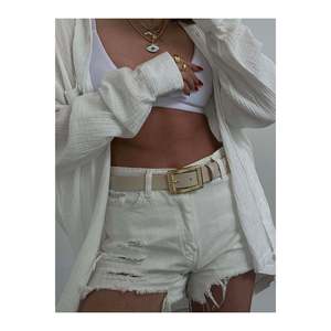 Ceinture carrée à boucle dorée pour femme, ceinture pour pantalon, veste, robe, chemise - BEIGE - Product Image 5