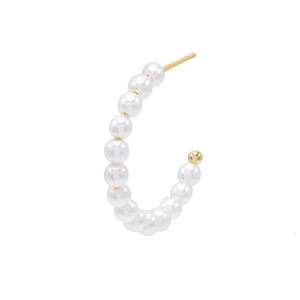 Pendientes de aro con cuentas de perlas del Mar Océano Natural en oro amarillo sólido de 14K, joyería de oro hecha a mano, fabricante al por mayor - Product Image 3