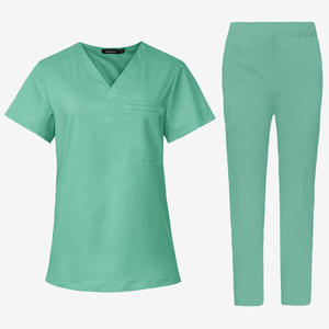 Uniforme Médico Unisex Casual de Manga Corta con Detección de Agujas, Pantalones Estilo Jogger con Cuello en V y Fusión sin Costuras para Uso Hospitalario - Product Image 1