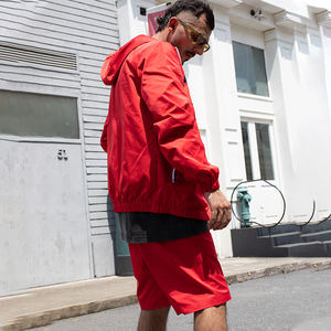 ชุดเสื้อกันลมสำหรับผู้ชายชุดวอร์มผ้าโพลีเอสเตอร์มีซิปและกางเกงขาสั้น - Product Image 3