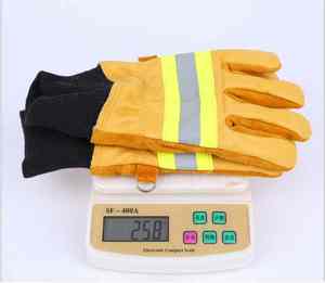 Gants de lutte contre l'incendie en peau de vache à haute température extinction de la flamme gant de sauvetage des pompiers résistant à l'usure - Product Image 3