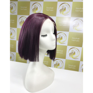 Bonestraight วิกผมสำหรับผู้หญิงที่มีหนังกำพร้าผมมนุษย์แท้สีเบอร์กันดีจากเวียดนาม - Product Image 1